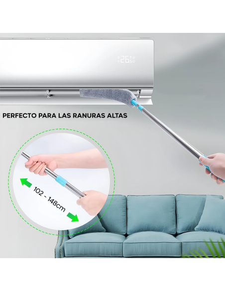 Plumero telescópico extensible con paño de microfibra para polvo y suelos