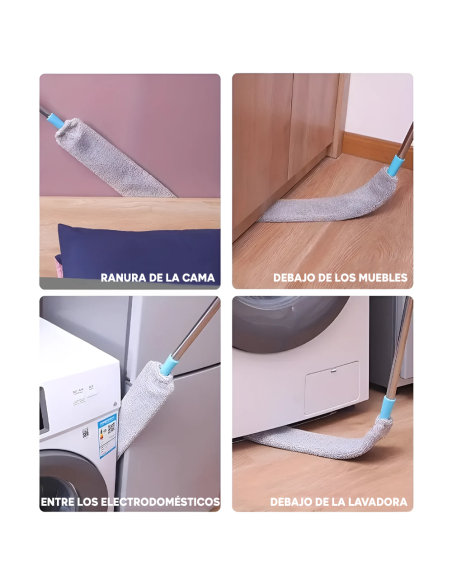 Plumero telescópico extensible con paño de microfibra para polvo y suelos