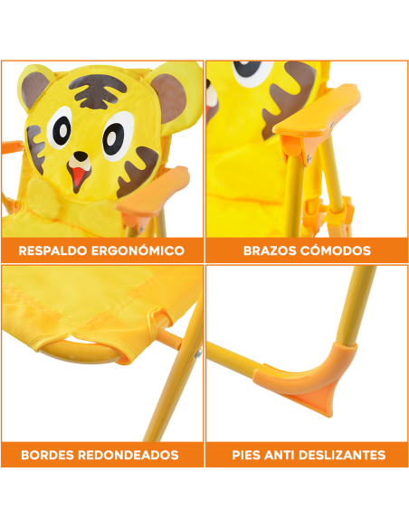 Set de Jardín para Niños 4pz Mesa Sillas y Sombrilla Amarilla Ajustable 3-6 Años