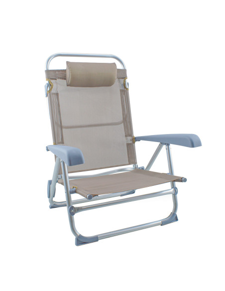 Silla de playa Spiaggina en Textilene con cojín reclinable de aluminio