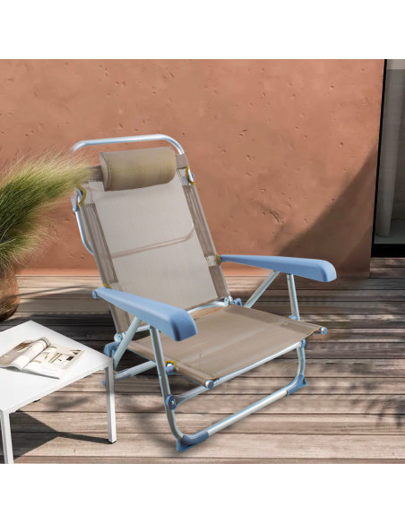 Silla de playa Spiaggina en Textilene con cojín reclinable de aluminio