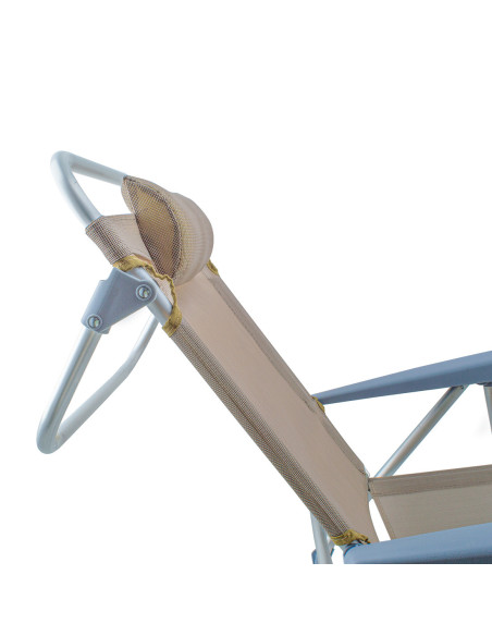 Silla de playa Spiaggina en Textilene con cojín reclinable de aluminio