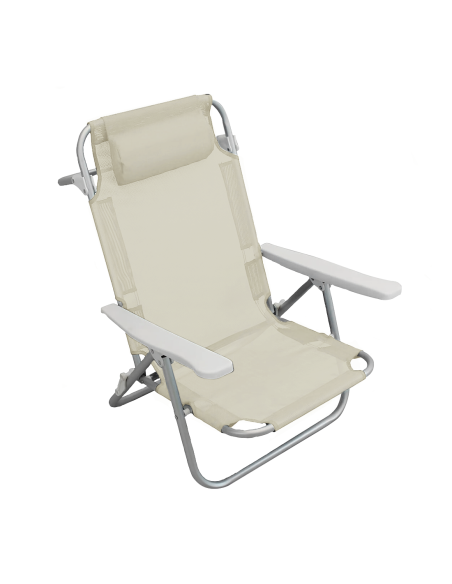 Silla de playa Spiaggina en Textilene con cojín reclinable de aluminio