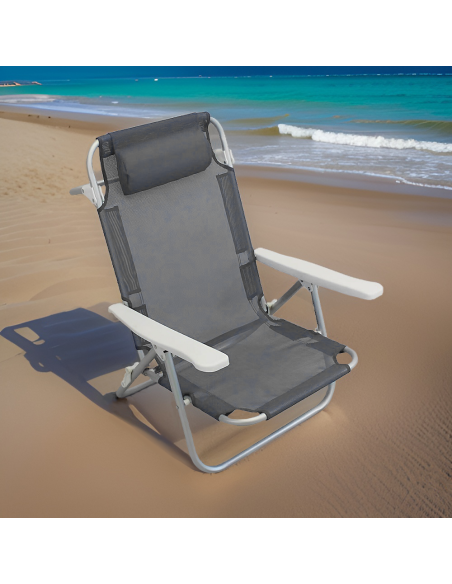 Silla de playa Spiaggina en Textilene con cojín reclinable de aluminio