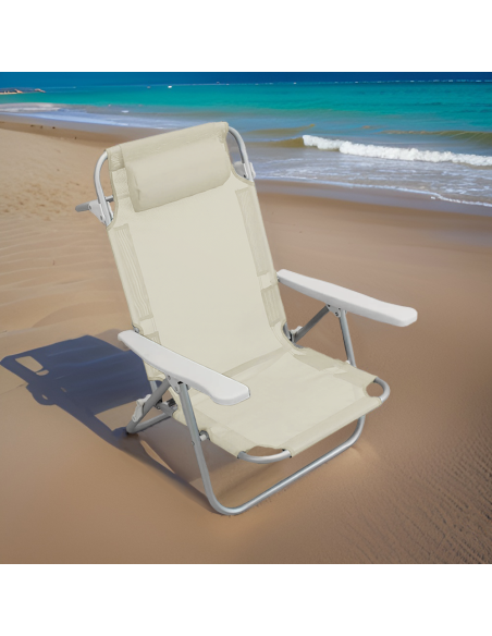 Silla de playa Spiaggina en Textilene con cojín reclinable de aluminio