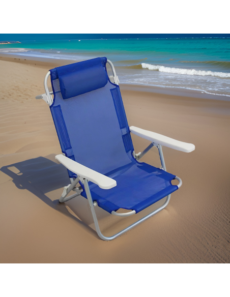 Silla de playa Spiaggina en Textilene con cojín reclinable de aluminio