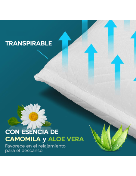 4 almohadas cervicales viscoelástica 11cm altura frescura respirable y aloe vera
