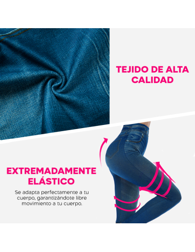 Conjunto de 3 Leggings para mujer efecto Jeans...