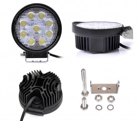 Foco 27w - 9 LED de luz fría / Apto para coche - camión - barco (forma cuadrada)