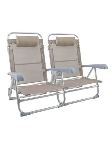 2 piezas Silla de Playa Tumbona de Aluminio con...