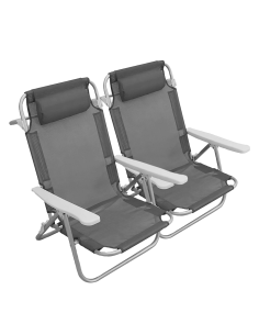 2 piezas Silla de Playa Tumbona de Aluminio con Cojín... 2