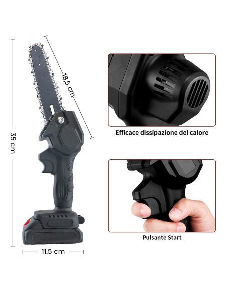 Mini Motosierra Eléctrica Inalámbrica Batería 48VF Hoja 5.5 Pulgadas para Podar