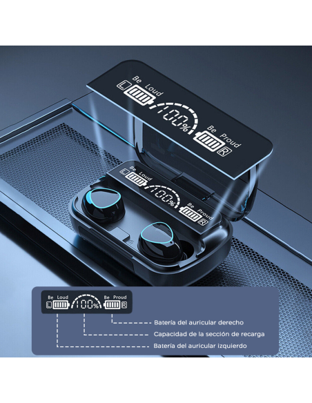 Auriculares táctiles inalámbricos Bluetooth 5.3 Micrófono con pantalla LED