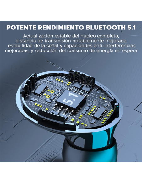 Auriculares táctiles inalámbricos Bluetooth 5.3 Micrófono con pantalla LED