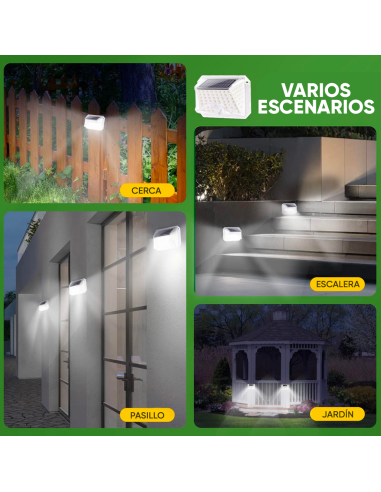 Lámpara solar LED de pared aplique Luz Fría con...