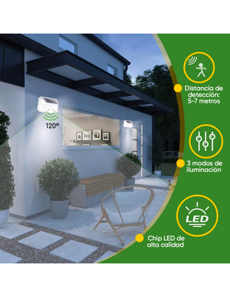 Lámpara solar LED de pared aplique Luz Fría con sensor de movimiento