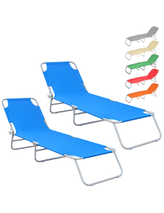 Set 2 Tumbonas plegables 2309 respaldo reclinable de acero 4 posiciones