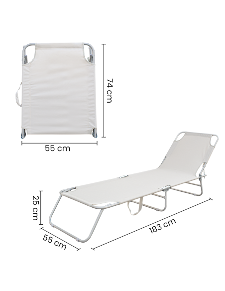 Set 2 Tumbonas plegables 2309 respaldo reclinable de acero 4 posiciones