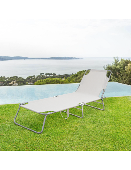 Set 2 Tumbonas plegables 2309 respaldo reclinable de acero 4 posiciones