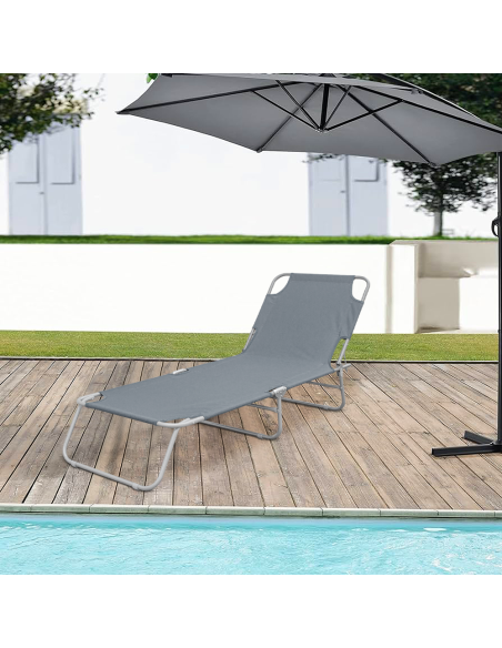 Set 2 Tumbonas plegables 2309 respaldo reclinable de acero 4 posiciones