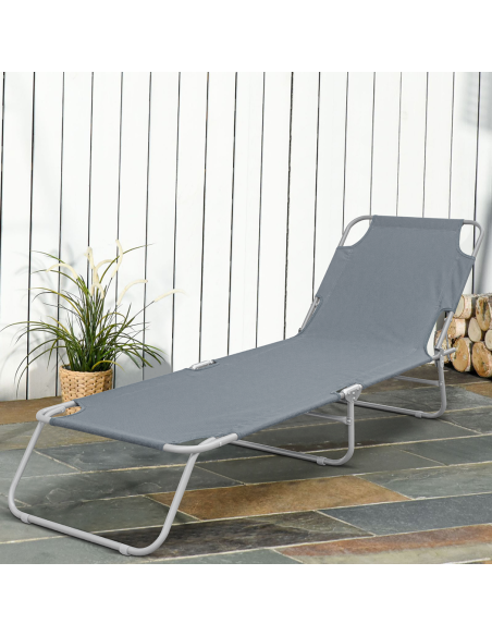 Set 2 Tumbonas plegables 2309 respaldo reclinable de acero 4 posiciones