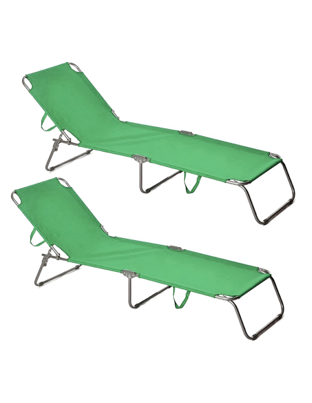 Set 2 Tumbonas plegables 2309 respaldo reclinable de acero 4 posiciones