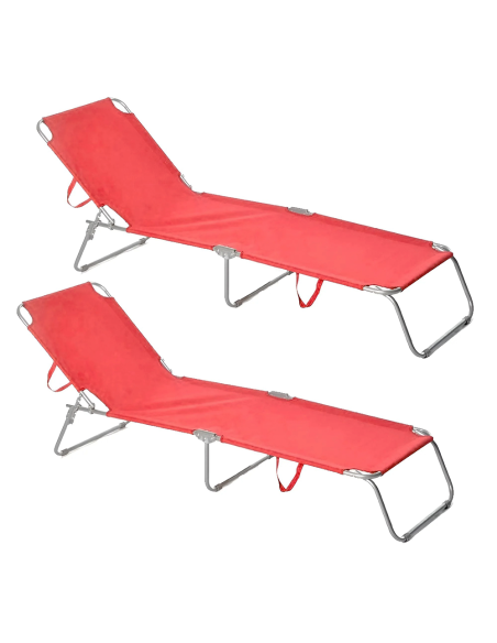 Set 2 Tumbonas plegables 2309 respaldo reclinable de acero 4 posiciones