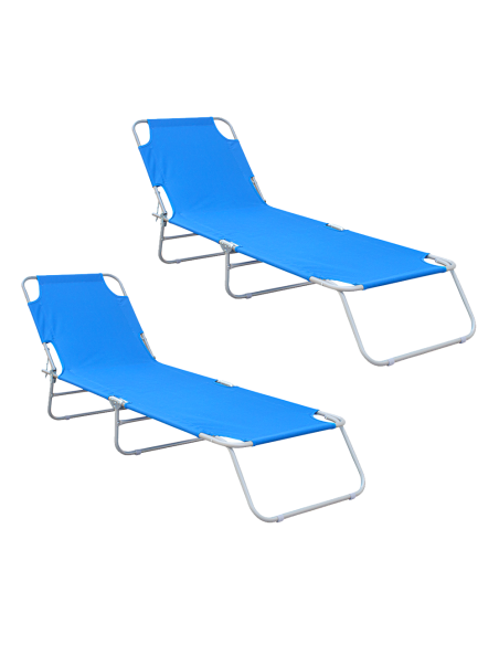 Set 2 Tumbonas plegables 2309 respaldo reclinable de acero 4 posiciones