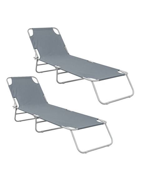 Set 2 Tumbonas plegables 2309 respaldo reclinable de acero 4 posiciones