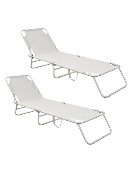 Set 2 Tumbonas plegables 2309 respaldo reclinable de acero 4 posiciones