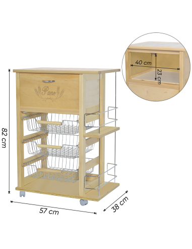 Carrito Panero 3 Cajones Portabotellas con...