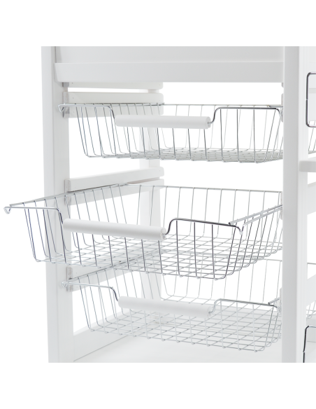 Carrito Panero 3 Cajones Portabotellas con Ruedas MAS084 Blanco 57x38x82cm