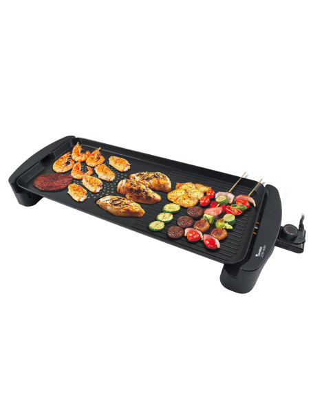 Plancha Eléctrica Aluminio Antiadherente Parrilla 2200W Extra Grande 65.5x29cm