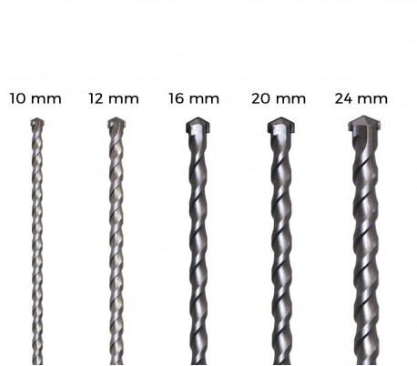 Set de 3 brocas extralargas para taladro con cabeza helicoidal (12 - 16 - 24 mm / 1 metro de longitud)