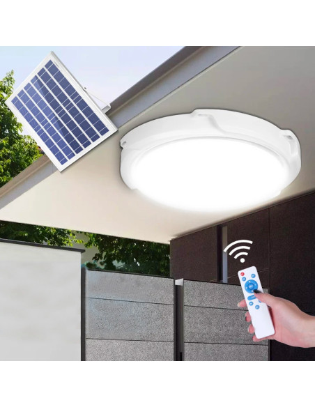 Lámpara Plafoniera LED 200W 8000mAh IP54 con Panel Solar 6V y Control Remoto