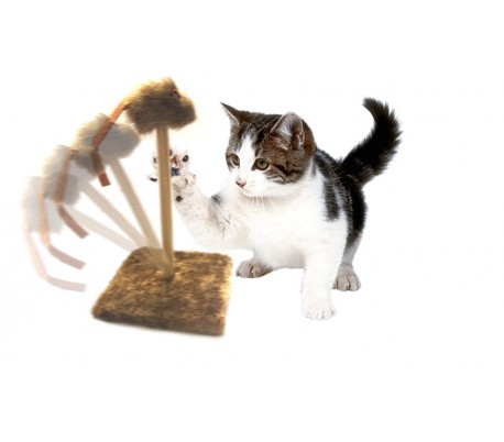 Juguete + Rascador para gatos con ratón (30 x 30 x 35 cm) 