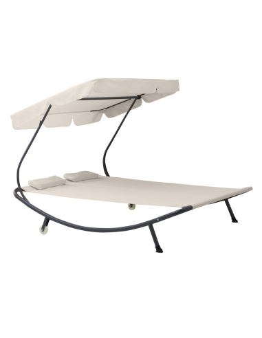 Tumbona Doble para Exteriores PARADISE con Toldo Parasol Cojines 155x173x200