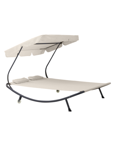 Tumbona Doble para Exteriores PARADISE con Toldo Parasol Cojines 155x173x200
