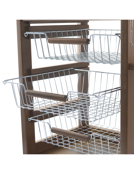Carrito Panero 3 Cajones Portabotellas con Ruedas MAS018 Nogal 57x38x82