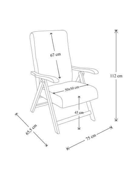 Sillón de Madera de Haya Nogal Miami MAS272 Respaldo Reclinable Relax 65x112x75