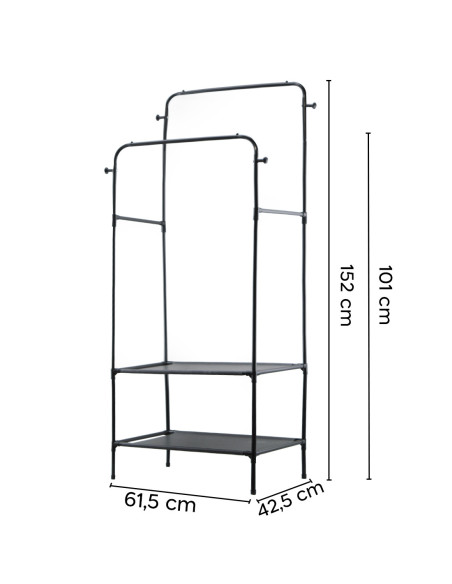 Estantería Multifunción Zapatero Perchero y Armario de Pie en Metal