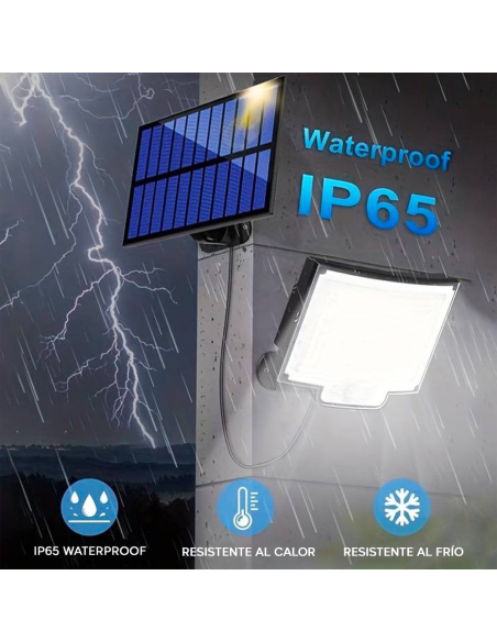 Foco LED de Pared con Panel Solar IP65, Sensor de Movimiento y Control Remoto