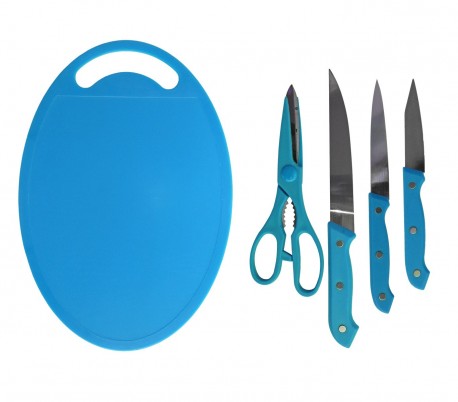 Set de 5 piezas (incluye cuchillos + tijeras + tabla de cortar) en diferentes colores - Menaje de cocina