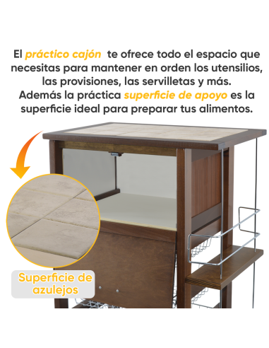 Carrito Panero 3 Cajones Portabotellas con...