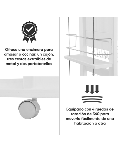 Carrito Panero 3 Cajones Portabotellas con...