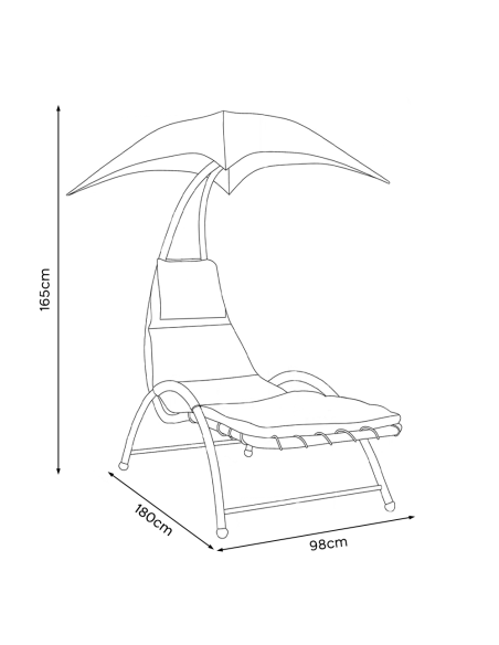 Silla playa con sombrilla parasol BALI Hamaca de acero para exterior 165x98x180