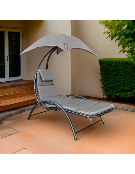 Silla playa con sombrilla parasol BALI Hamaca de acero para exterior 165x98x180