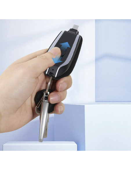 Llavero Powerbank 1500mAh Cargador de emergencia portátil Cable USB-C