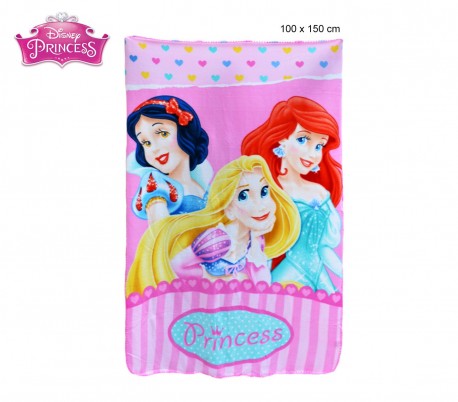 Manta polar infantil para niño y niña con motivo de PRINCESAS DISNEY (100 x 150 cm) - Disney 0927 