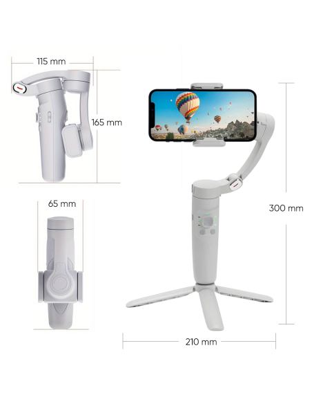 Estabilizador de Smartphone de 3 Ejes con Trípode Plegable para Fotos y Videos